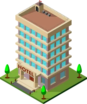 Isometric Hotel Illustration PNG Image