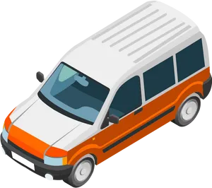 Isometric Orangeand White Van PNG Image