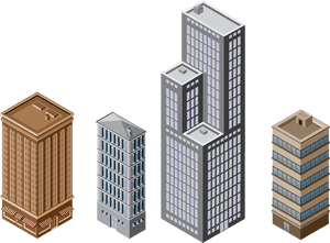 Isometric Skyscrapers Vector Illustration PNG