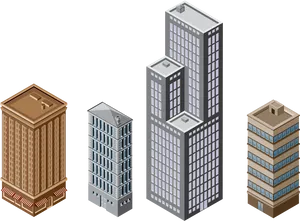 Isometric Skyscrapers Vector Illustration PNG Image