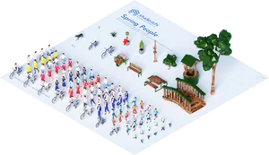 Isometric Spring People Gathering PNG Image