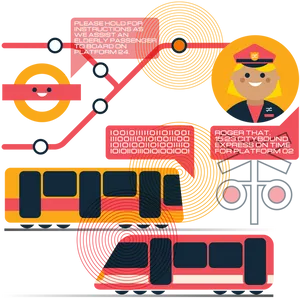 Isometric Train Station Announcement PNG Image