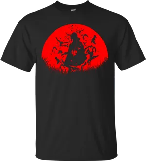 Itachi Silhouette Red Moon T Shirt PNG Image