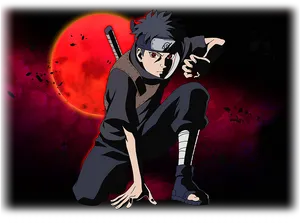 Itachi Uchiha Red Moon Background PNG Image