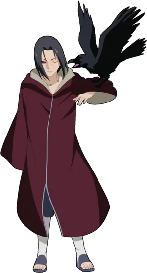 Itachi Uchihawith Crow PNG Image