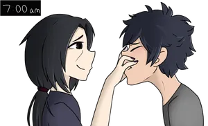 Itachiand Sasuke Morning Interaction PNG Image