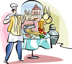 Vector Illustration Of Italian Chef Making Fresh Pasta - Cartoon Picture Of Someone Making Pasta, HD Png Download PNG image with transparent background
