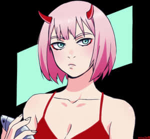 I've Been Thinking A Lot About Zero Two With A Bob - Cartoon PNG image with transparent background