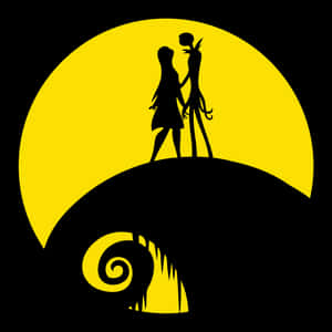 Jackand Sally Moonlight Silhouette PNG image with transparent background
