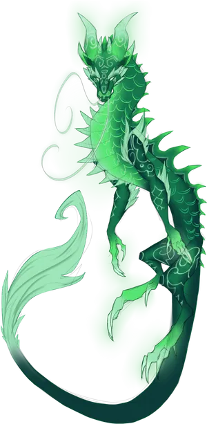 Jade Dragon Illustration PNG Image