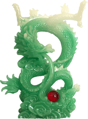 Jade Dragon Sculpturewith Red Stone PNG image with transparent background