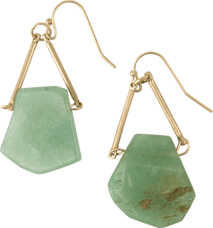 Jade Earrings Gold Hooks PNG image with transparent background
