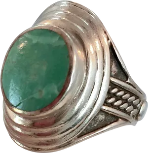 Jade Stone Silver Ring PNG Image