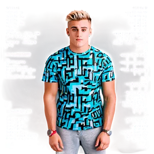 Jake Paul Blue Patterned Shirt PNG Image