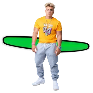 Jake Paul Standing With Green Hoverboard PNG Image