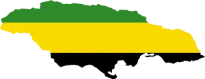 Jamaica Map Silhouette Green Yellow Black PNG Image