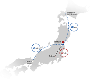 Japan Domestic Flight Durations Map PNG image with transparent background