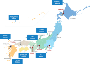 Japan Island Groups Map PNG image with transparent background