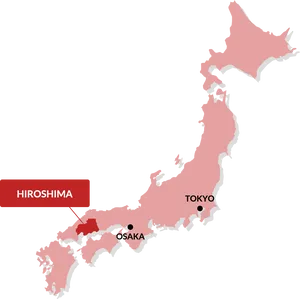 Japan Map Highlighting Hiroshima Osaka Tokyo PNG Image