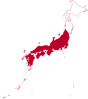 Japan Map Red Silhouette PNG with transparent background