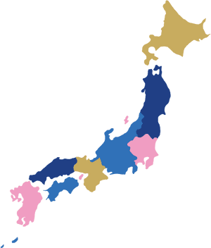 Japan Regions Map Color Coded PNG image with transparent background