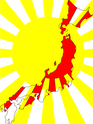 Japan Rising Sun Map Graphic PNG image with transparent background