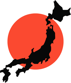 Japan Silhouette Red Sun PNG image with transparent background
