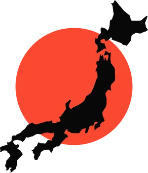 Japan Silhouette Red Sun PNG Image