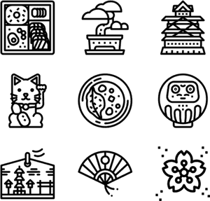 Japanese Culture Icons Set PNG image with transparent background