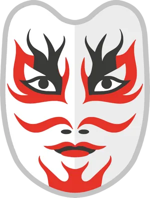 Japanese Kabuki Theater Mask PNG Image