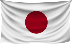 Japanese National Flag Waving PNG Image