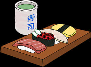 Japanese Sushi Set Illustration PNG image with transparent background