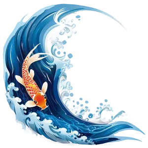 Japanese Wave And Koi Fish Png Lmx55 PNG Image