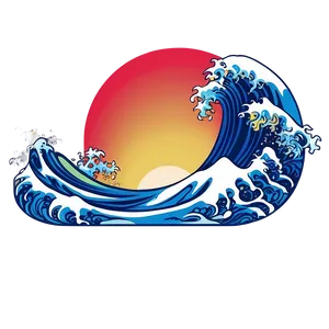 Japanese Wave Sunset Png Wjg PNG Image