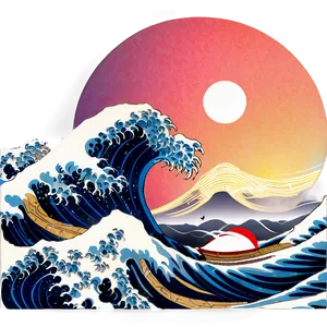 Japanese Wave Sunset Png Ytw PNG Image