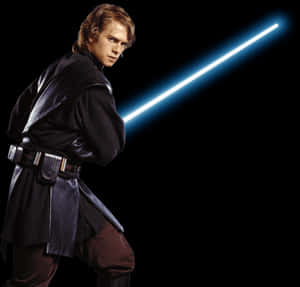 Jedi Knight With Blue Lightsaber PNG image with transparent background