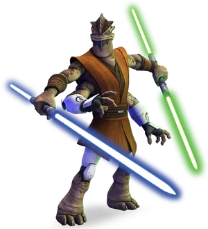 Jedi Master With Blue Lightsaber PNG Image