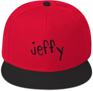 Jeffy Branded Red Black Cap PNG Image