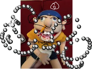 Jeffy Puppet With Penciland Spiral Effect PNG Image