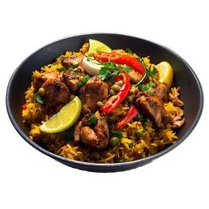 Jerk Chicken Paella Fusion Png Qqe PNG Image