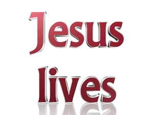 Jesus Lives Text Reflection PNG Image