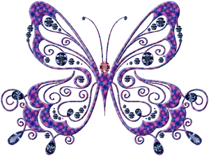 Jeweled Butterfly Artwork PNG Image