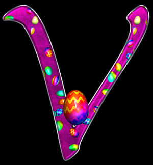 Jeweled Easter Egg Letter V PNG with transparent background