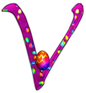 Jeweled Easter Egg Letter V PNG Image