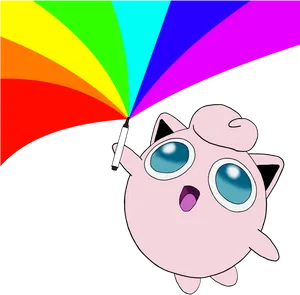 Jigglypuff_with_ Rainbow_ Umbrella PNG Image