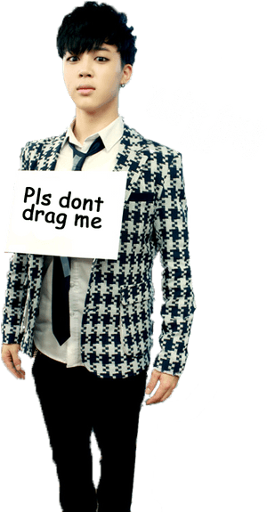Jimin Holding Sign Fashion Style PNG image with transparent background