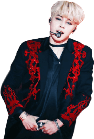 Jimin Performingin Red Embroidered Jacket PNG image with transparent background