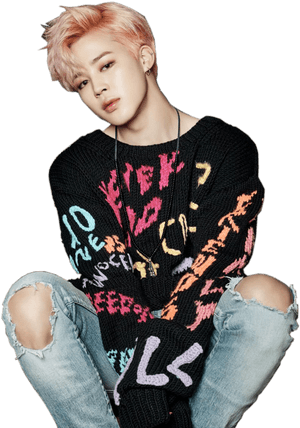 Jimin Pink Hair Edgy Look PNG image with transparent background