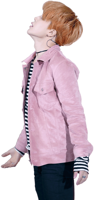 Jimin Pink Jacket Pose PNG image with transparent background