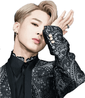 Jimin Posingin Paisley Black Outfit PNG image with transparent background